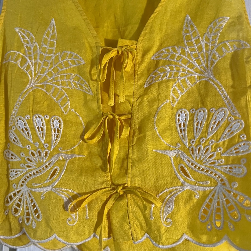 Christian Siriano Yellow Sleeveless Crop Tank Top - Picture 4 of 12